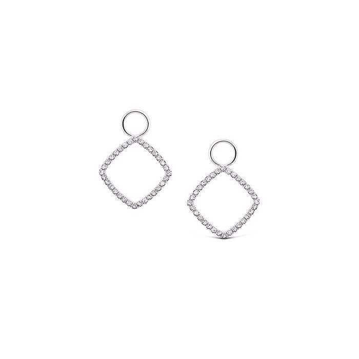 KC Designs Diamond Square Earring Charms in 14k White Gold with 64 Diamonds