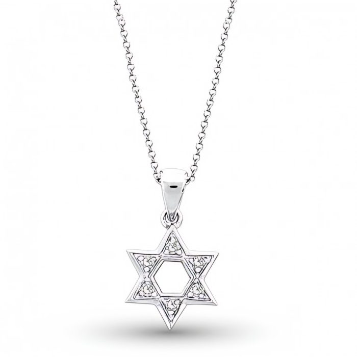 KC Designs Diamond Star Of David Necklace in 14k White Gold with 6 Diamonds