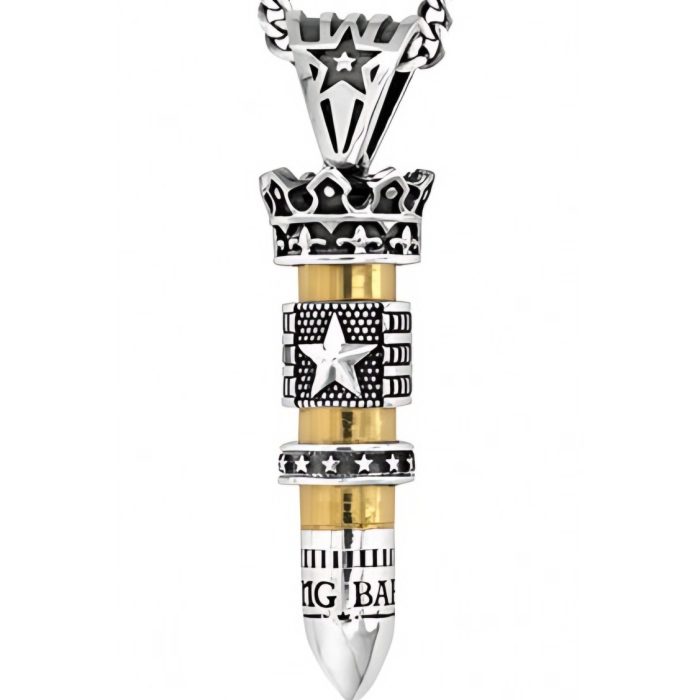 King Baby 38 Special Bullet With Silver Star Flag And Star Ring Pendant