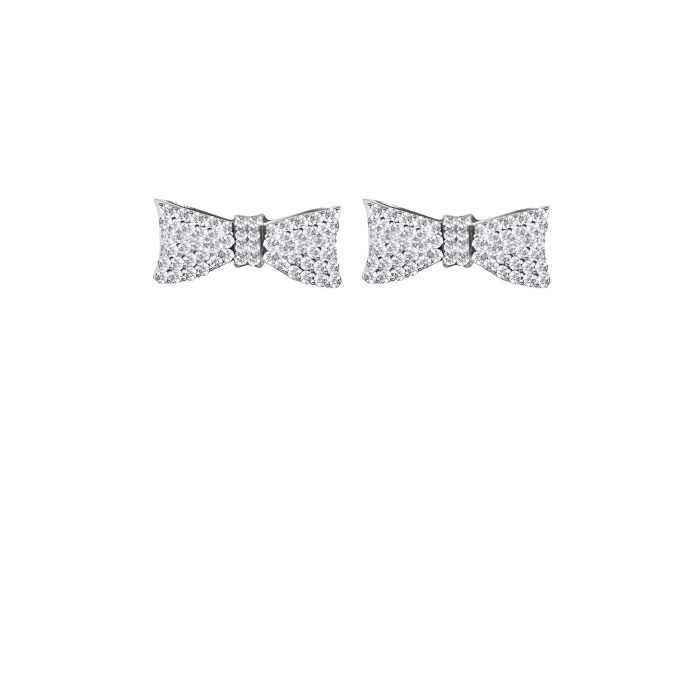 King Baby Bow Post Earrings With Pave CZ