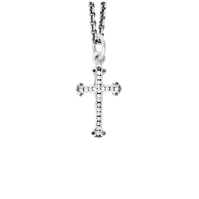 King Baby Micro CZ Pave Traditional Cross Pendant On Micro Rolo Chain