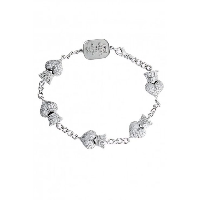 King Baby Pave CZ Crowned Heart Motif Bracelet