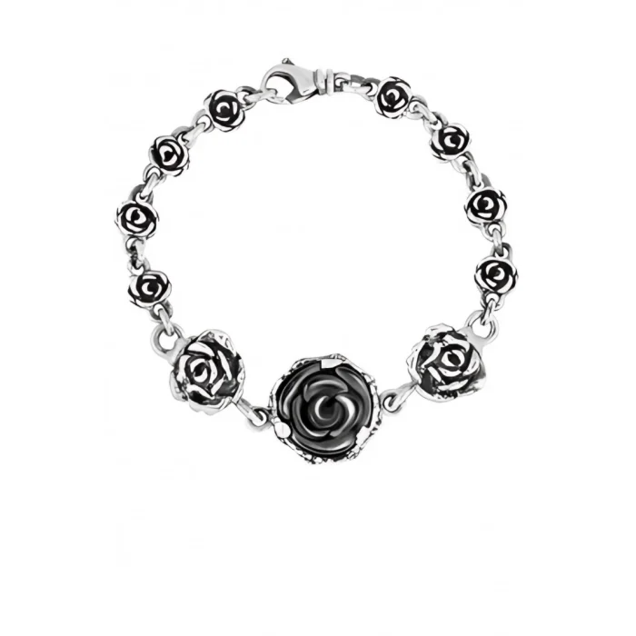 King Baby Rose Motif Bracelet With Jet Rose