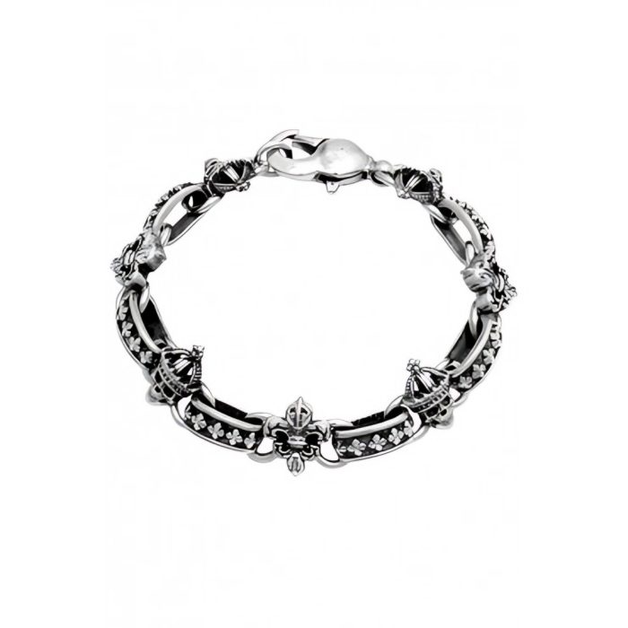 King Baby Skull And Fleur De Lis Light Link Bracelet