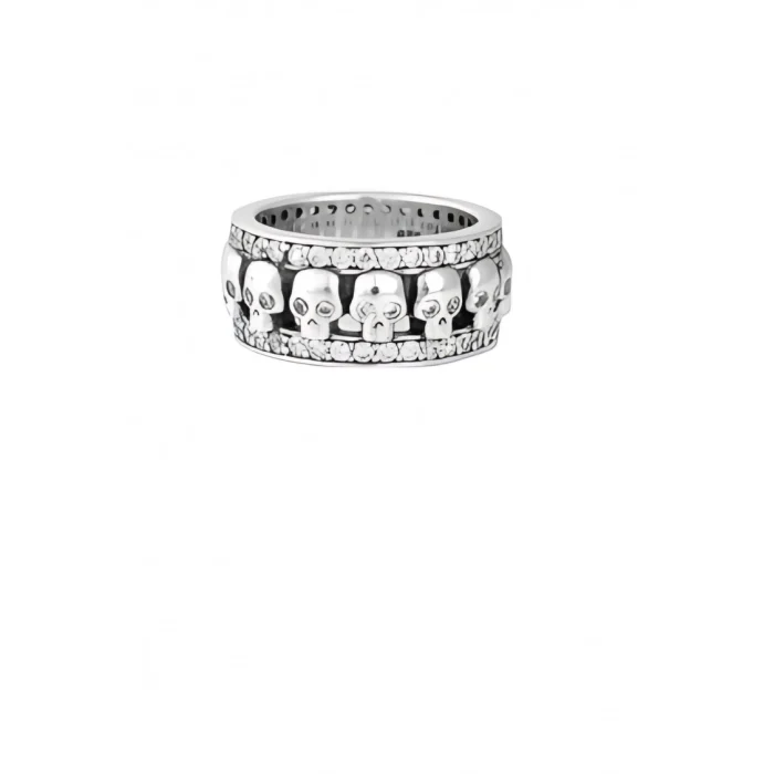 King Baby Skull Triple Band Pave CZ Ring