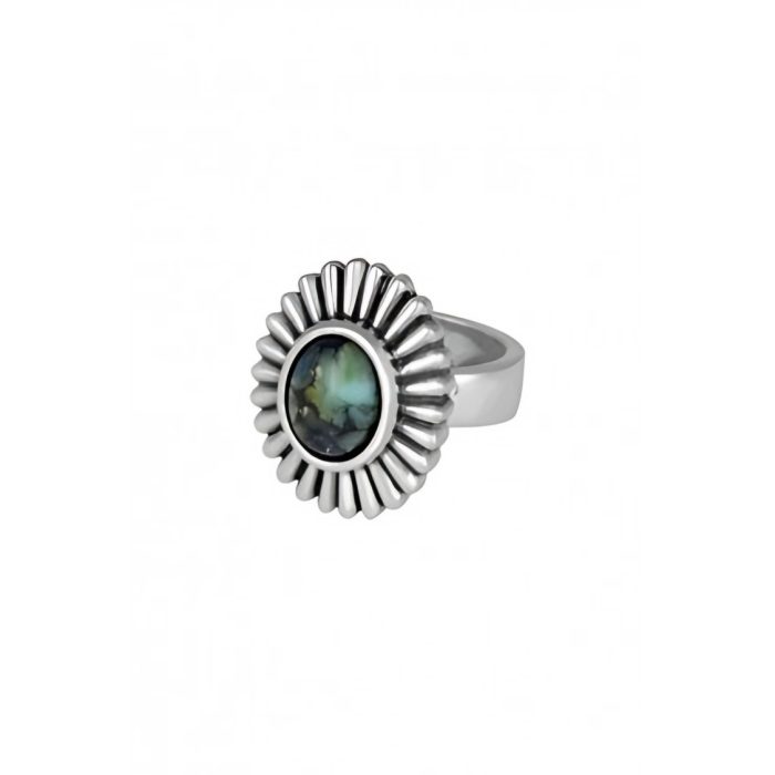 King Baby Small Starburst Concho Ring With Top Hat Spotted Turquoise