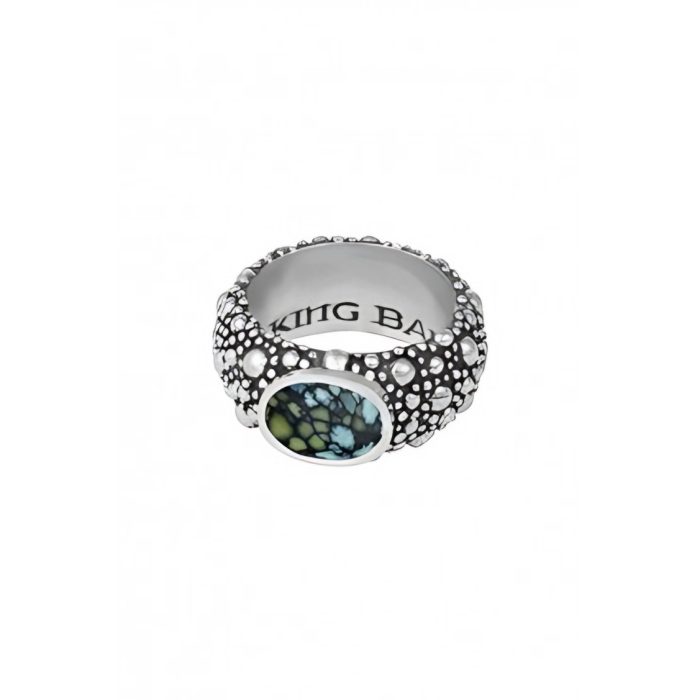 King Baby Sting Ray Texture Ring With Top Hat Spotted Turquoise