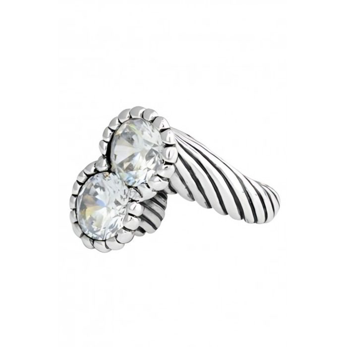 King Baby Twisted Pattern Ring With Double 10MM CZ