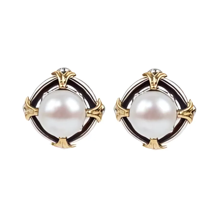 Konstantino Sterling Silver and Gold Pearl Earrings