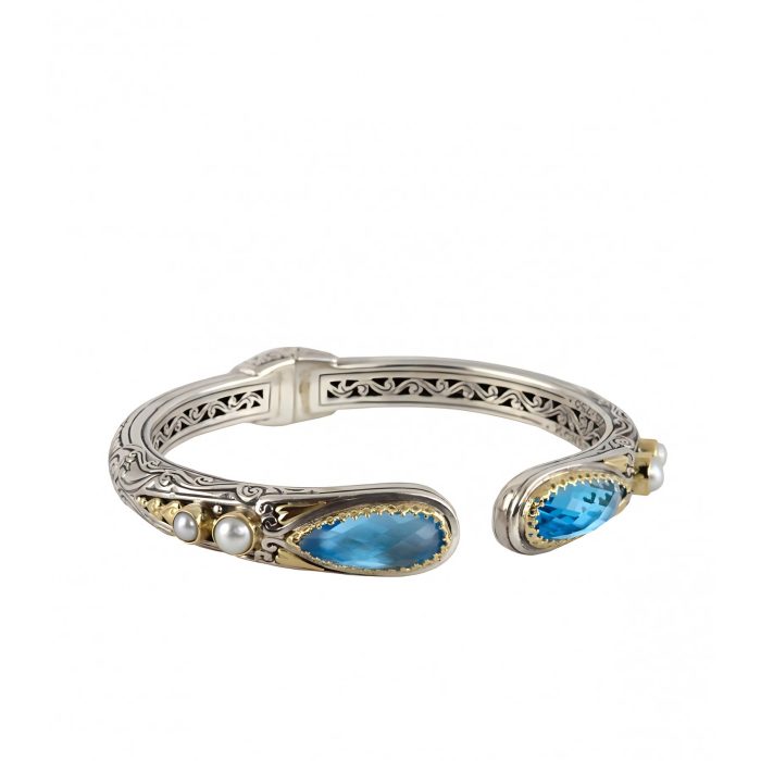 Konstantino Sterling Silver & 18k Gold Hinged Bracelet
