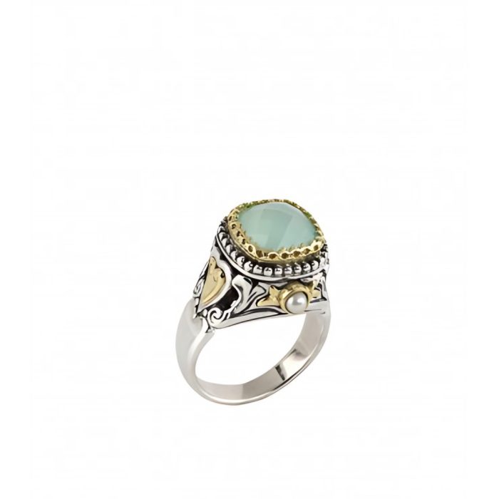 Konstantino Sterling Silver & 18k Gold Heart Detail Stone Ring