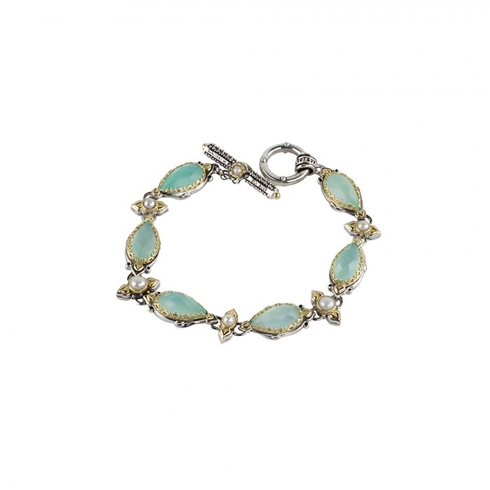 Konstantino Sterling Silver & 18k Gold Thin Stone Link Bracelet