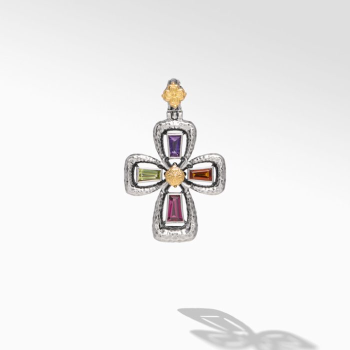 Konstantino Sterling Silver and 18k Yellow Gold Amethyst and Citrine Pendant