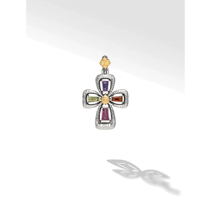 Konstantino Sterling Silver and 18k Yellow Gold Amethyst and Citrine Pendant