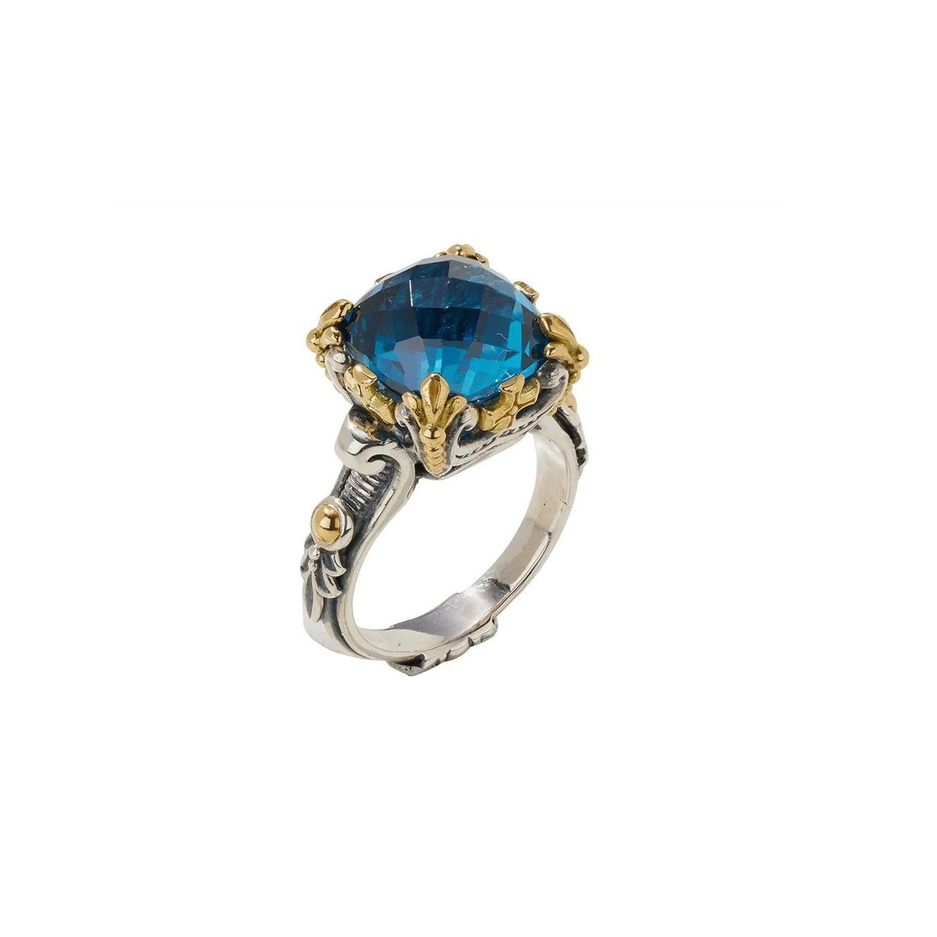 Konstantino Sterling Silver and 18k Yellow Gold Blue Spinel Ring