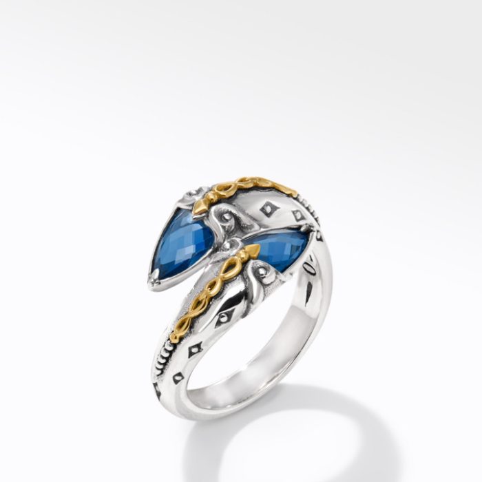 Konstantino Sterling Silver and 18k Yellow Gold Blue Spinel Ring