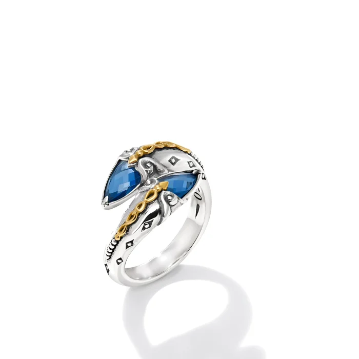 Konstantino Sterling Silver and 18k Yellow Gold Blue Spinel Ring