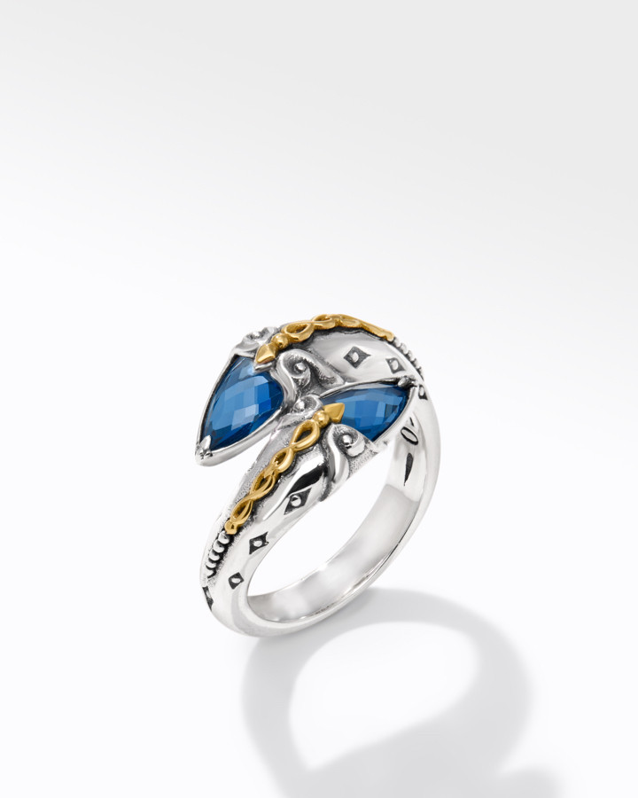 Konstantino Sterling Silver and 18k Yellow Gold Blue Spinel Ring