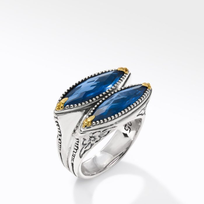 Konstantino Sterling Silver and 18k Yellow Gold Blue Spinel Ring