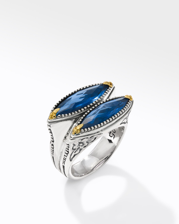 Konstantino Sterling Silver and 18k Yellow Gold Blue Spinel Ring