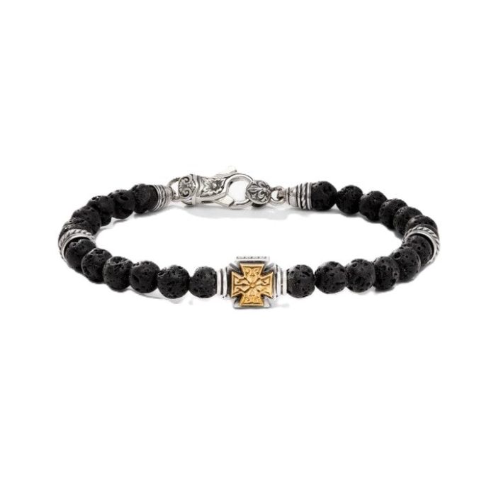 Konstantino Sterling Silver and Bronze Lava Stone Bracelet