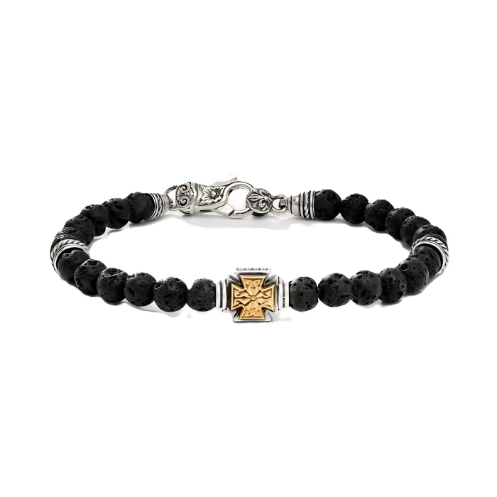 Konstantino Sterling Silver and Bronze Lava Stone Bracelet