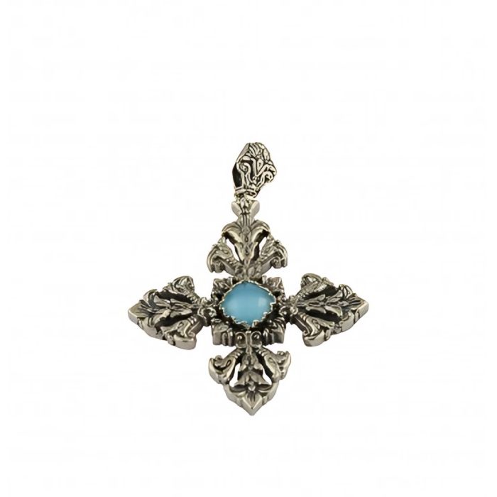 Konstantino Sterling Silver And Turquoise Cross Pendant