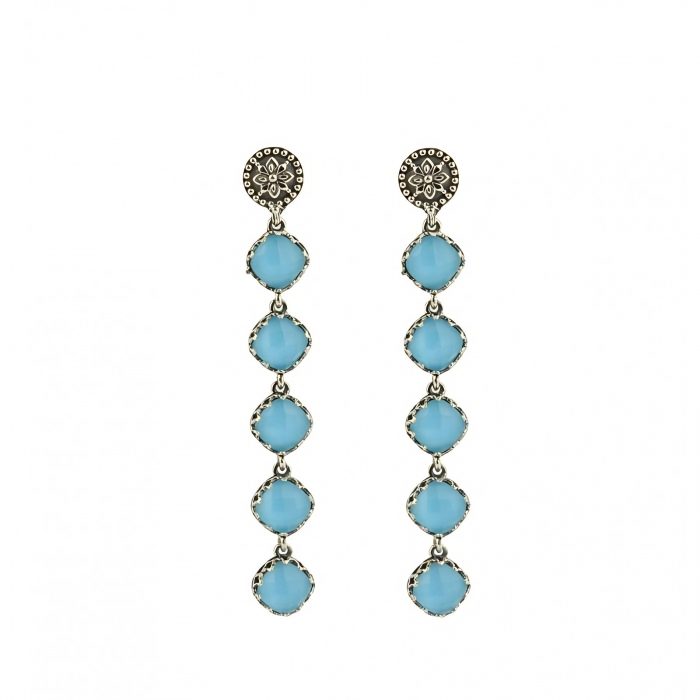 Konstantino Sterling Silver And Turquoise Five Stone Dangle Earring