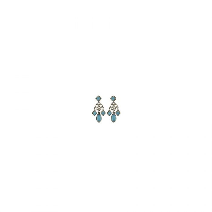 Konstantino Sterling Silver And Turquoise Ornate Earring