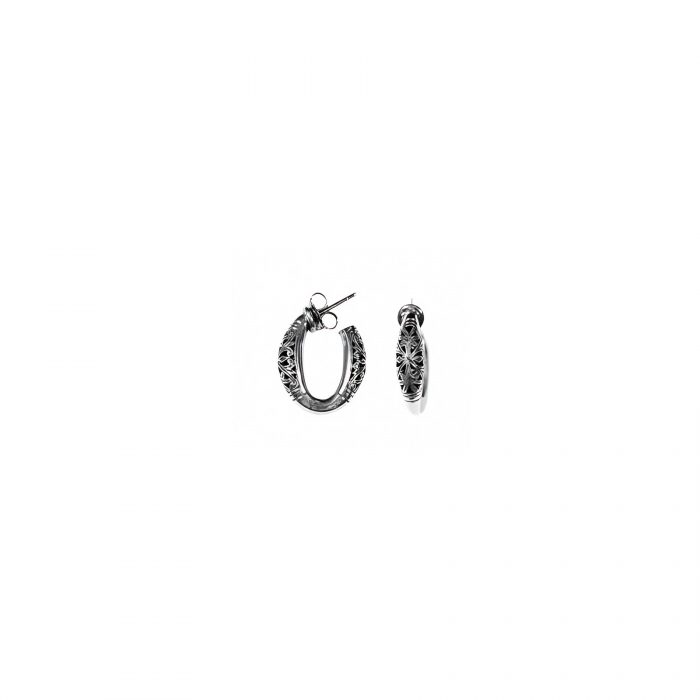 Konstantino Sterling Silver Small Etched Hoop Earrings
