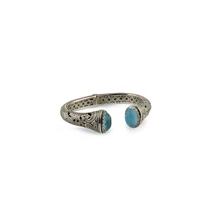 Konstantino Sterling Silver & Turquoise Hinged Bracelet