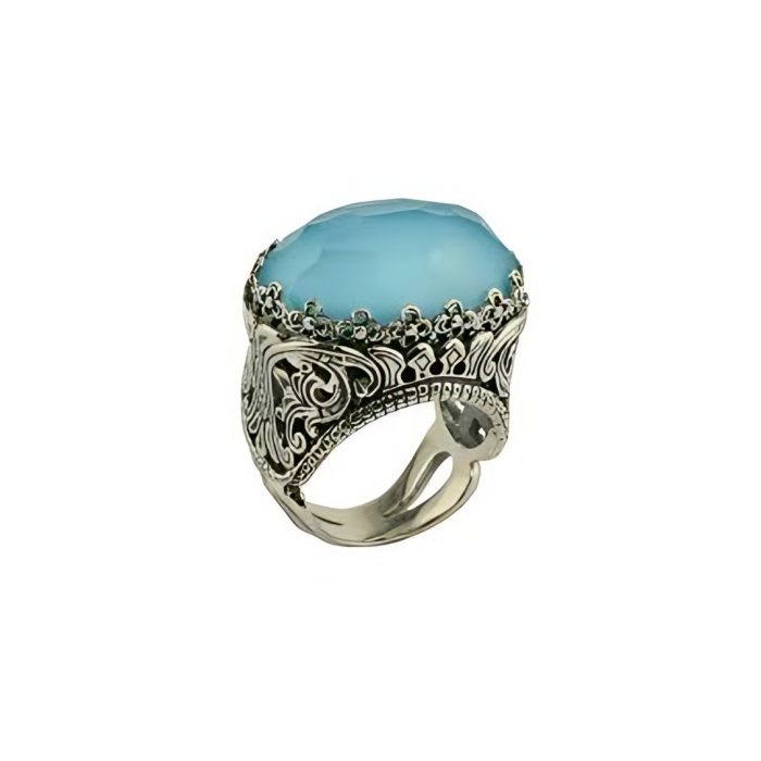 Konstantino Sterling Silver & Turquoise Horizontal Oval Ring