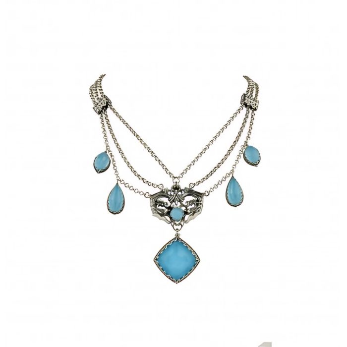 Konstantino Sterling Silver & Turquoise Ornate Necklace