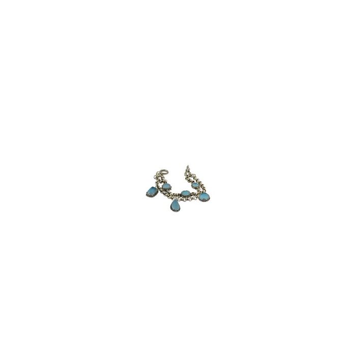Konstantino Sterling Silver & Turquoise Rolo Chain Charm Bracelet
