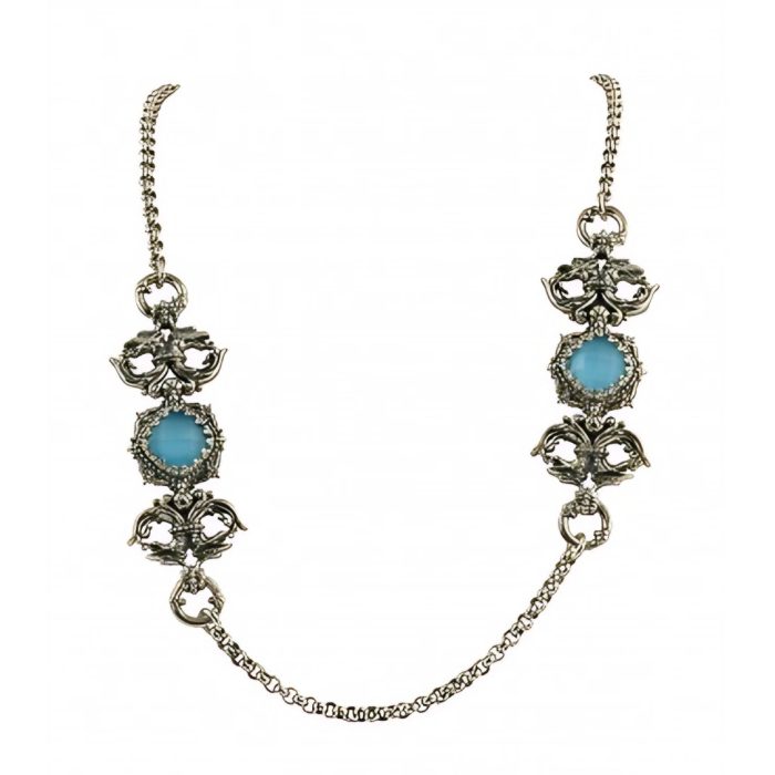Konstantino Sterling Silver & Turquoise Two Station Necklace