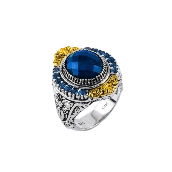 Konstantino Thalassa Sterling Silver and 18k Yellow Gold London Blue Topaz Ring