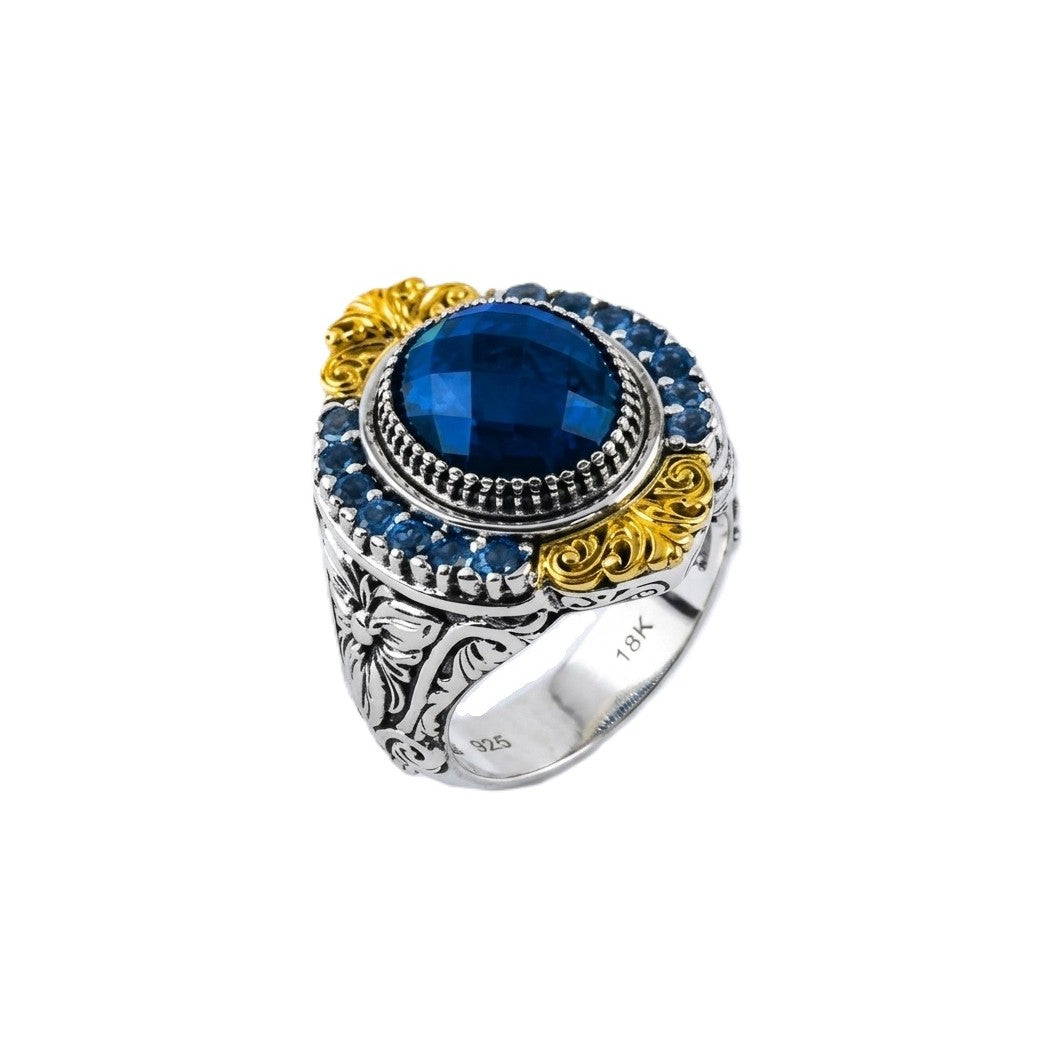 Konstantino Thalassa Sterling Silver and 18k Yellow Gold London Blue Topaz Ring