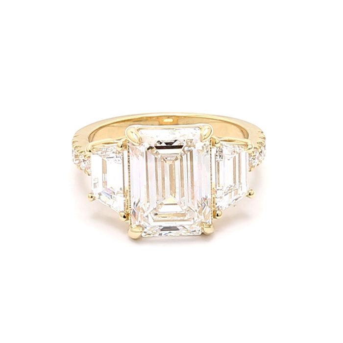 Lab-Grown Emerald-Cut and Radiant Diamond Ring, 7.50 ct tw