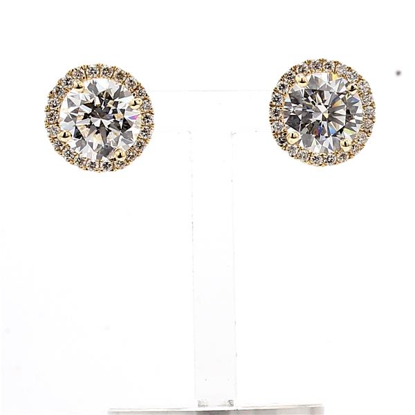 Lab-Grown Round Diamond Halo Stud Earrings