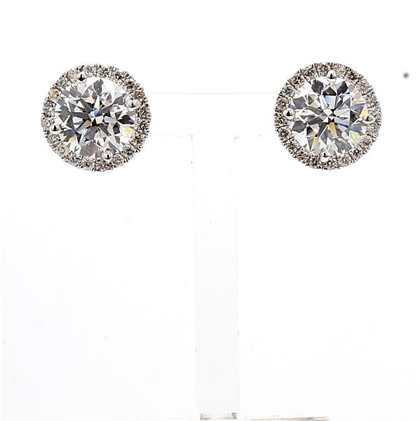 Lab-Grown Round Diamond Halo Stud Earrings