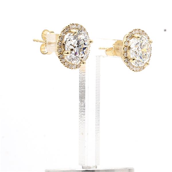 Lab-Grown Round Diamond Halo Stud Earrings – view 2