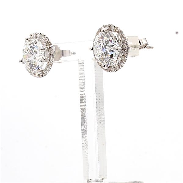Lab-Grown Round Diamond Halo Stud Earrings – view 2