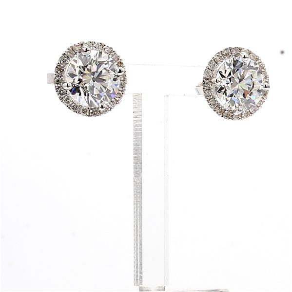Lab-Grown Round Diamond Halo Stud Earrings – view 3