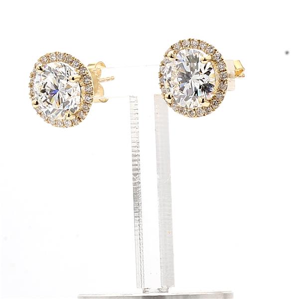 Lab-Grown Round Diamond Halo Stud Earrings – view 4
