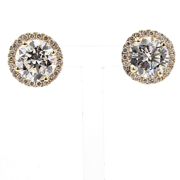 Lab-Grown Round Diamond Halo Stud Earrings