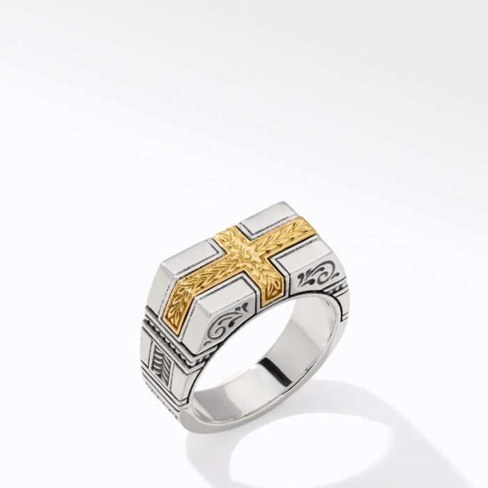 Konstantino Sterling Silver and 18k Yellow Gold Ring
