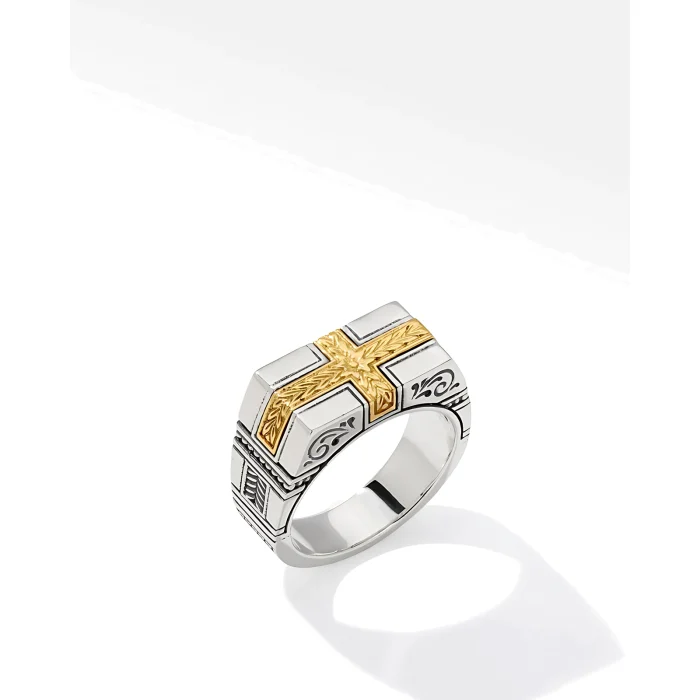 Konstantino Sterling Silver and 18k Yellow Gold Ring