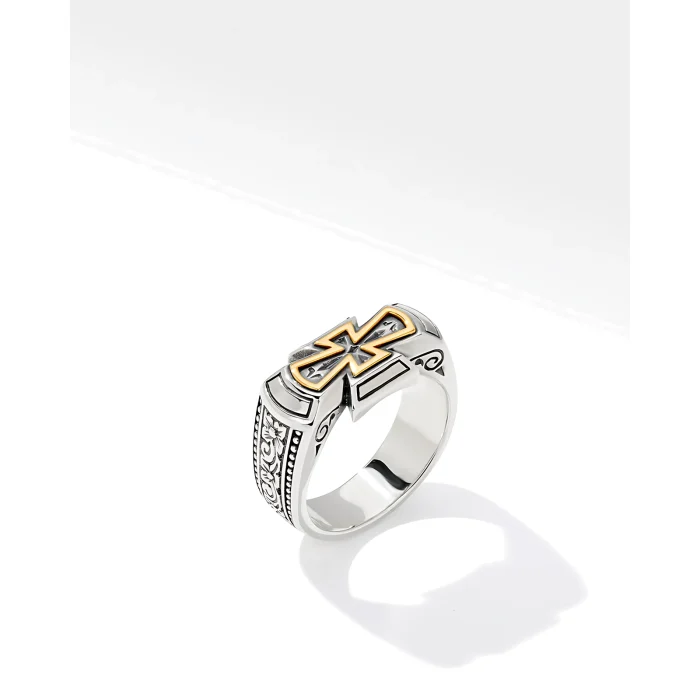 Konstantino Sterling Silver and 18k Yellow Gold Ring