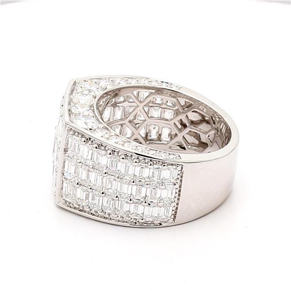 Men's 14K Gold Lab-Grown Emerald-Cut and Round Diamond Ring, 9.80 ct tw