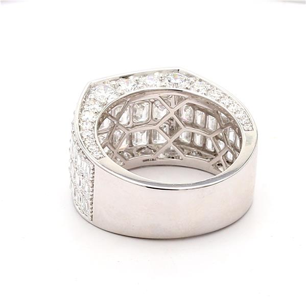 Men's 14K Gold Lab-Grown Emerald-Cut and Round Diamond Ring, 9.80 ct tw